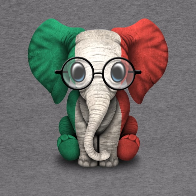 Baby Elephant with Glasses and Italian Flag by jeffbartels